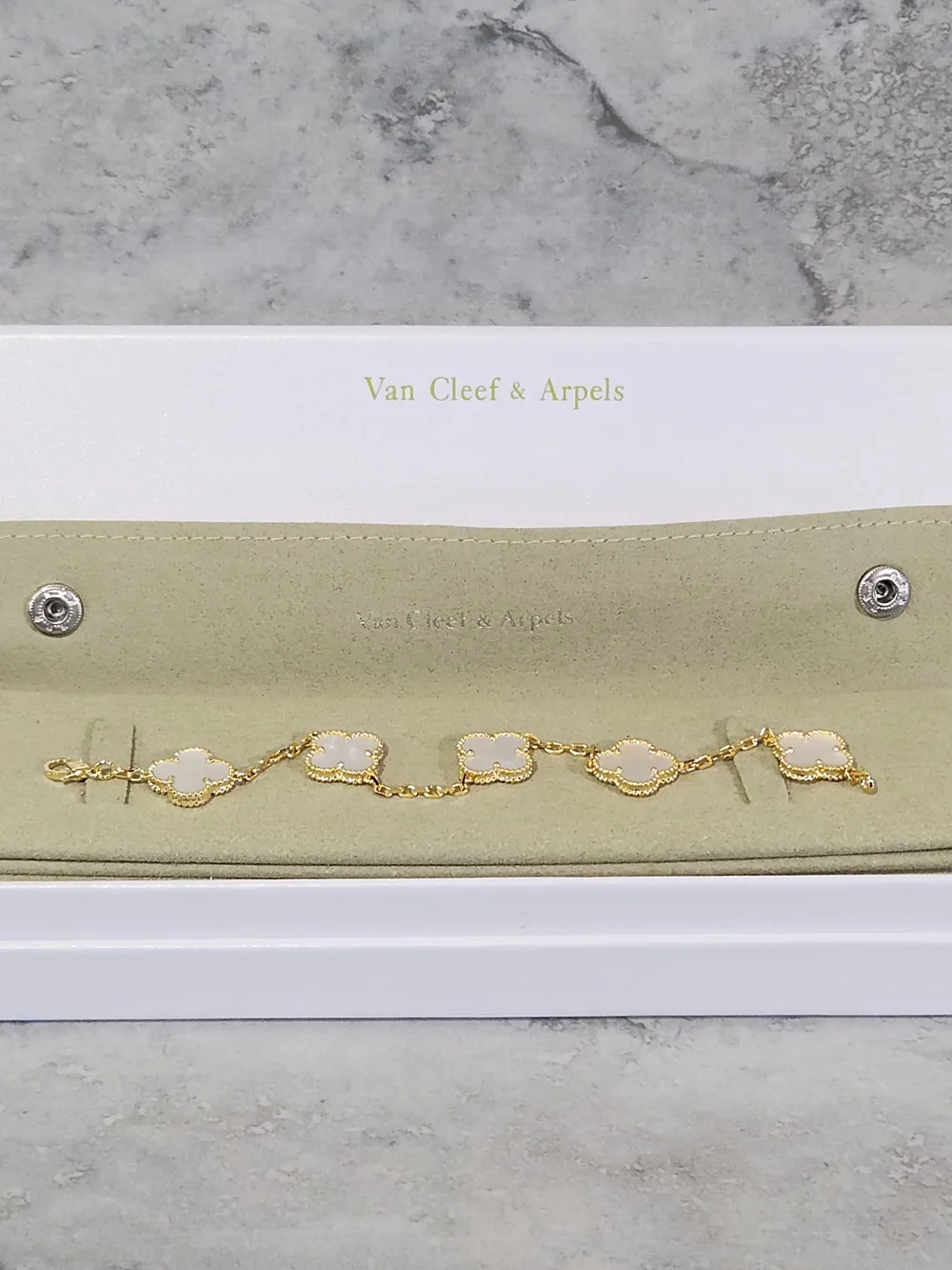Van Cleef & Arpels Alhambra Mother-of-Pearl Bracelet - Gold Clovers✨️